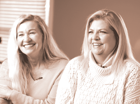 Amy, patient with Pseudobulbar Affect (PBA) and her friend and caregiver Laura